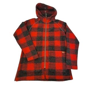 Woolrich Wool Plaid Zipper Jacket with Hood.